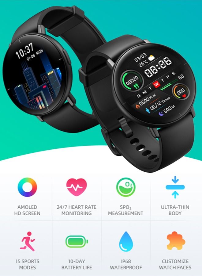 ميبرو ساعة ذكية لايت 1.3 انش امو ال اي دي مع متعقب اللياقة البدنية - Image 2