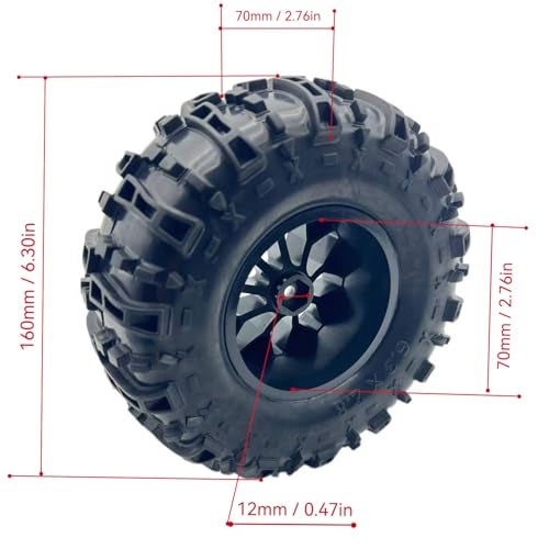 ZRRC Glued 63 Height Larger 110 RC Monster Truck Tires Wheels Set 12mm Hex 28 RC Tires for Traxxas Rustler Hoss Stampede 2WD 4x4 VXL Redcat Volcano EPX Blackout XTE - Image 5