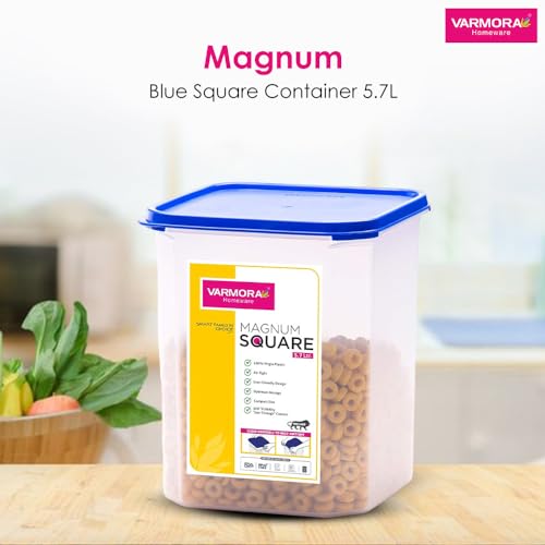 Varmora Magnum Square Plastic Container, 5.7 litres, Blue - Image 2