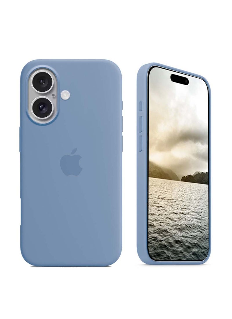 Wtech - Apple iPhone 16 2024 Premium Soft Liquid Silicone Case Cover - Winter Blue - Image 1