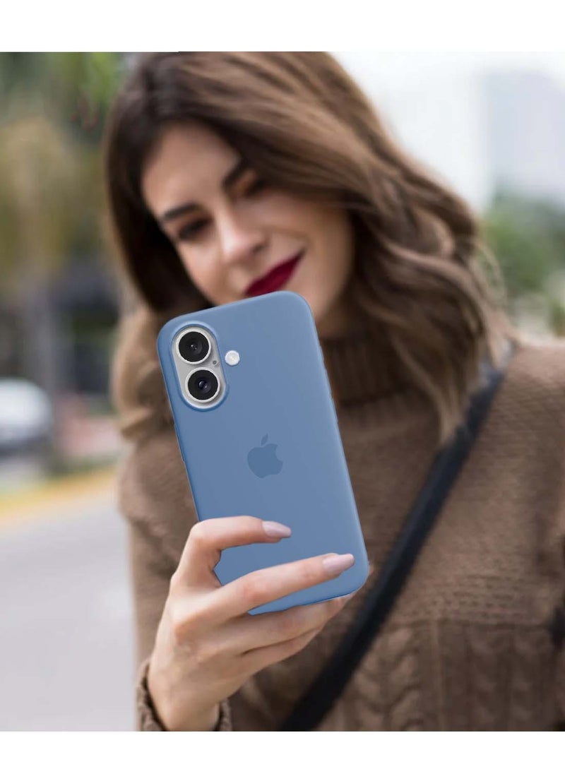 Wtech - Apple iPhone 16 2024 Premium Soft Liquid Silicone Case Cover - Winter Blue - Image 1