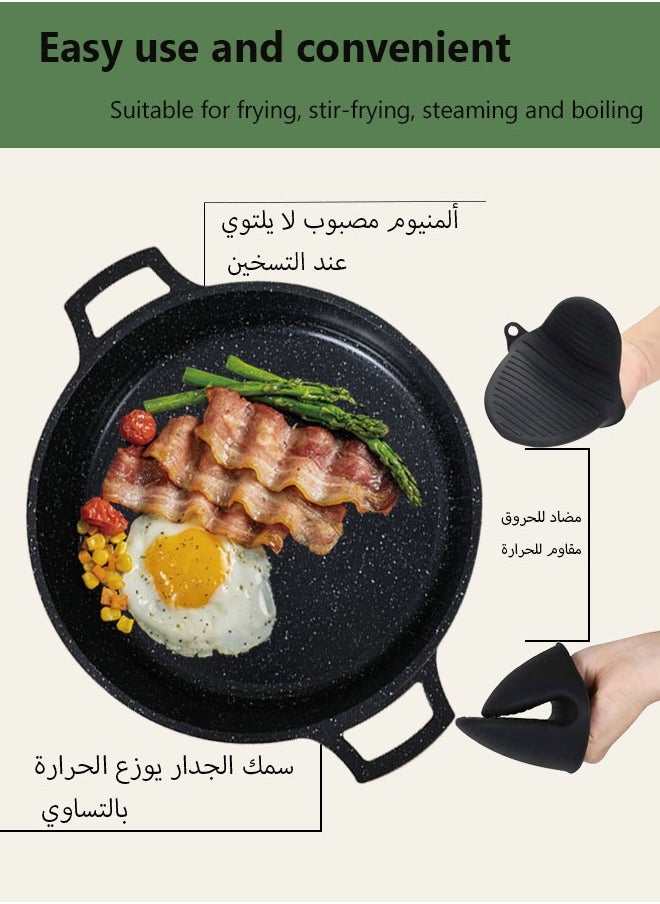 X spring 16-Piece Nonstick Cookware Set, 20-24-28-32cm Deep Stockpots + 28cm Shallow Stockpot with Glass Lids, Anti-Scalding Clips, Apron & Protective Pads, PFOA-Free (Black)  - Image 5