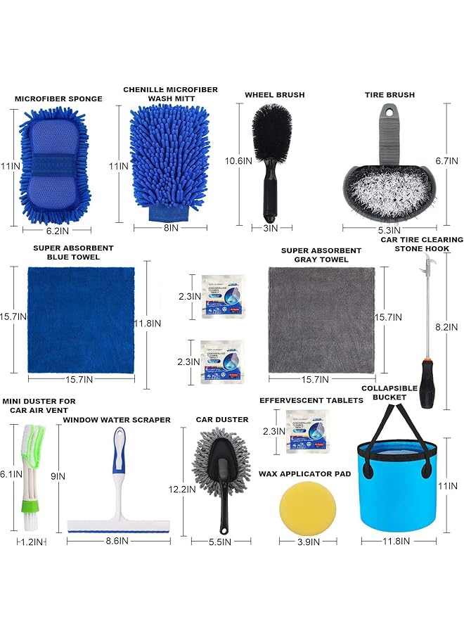 SCIENISH Car Detailing Kit,Auto Cleaning Supplies,Car Wash Kit 6 Pcs Car Wash Set,Car Cleaning Supply,Car Wash Supplies,Car Interior Cleaning Kit,Car Cleaning Sets,Car Cleaning Tools (15Pcs Blue) - Image 4