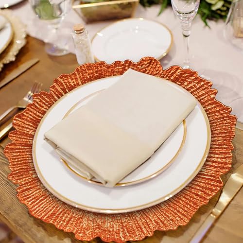 MAONAME Orange Charger Plates Set of 12, Reef Plate Chargers for Dinner Plate, Plastic Decorative Plates for Table Setting, Thanksgiving, Christmas - Image 3