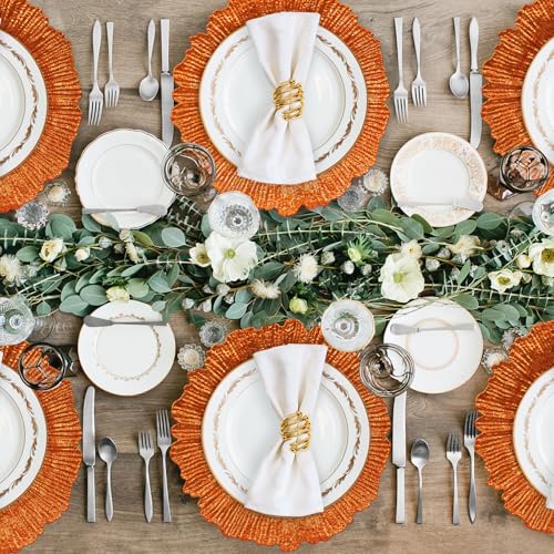 MAONAME Orange Charger Plates Set of 12, Reef Plate Chargers for Dinner Plate, Plastic Decorative Plates for Table Setting, Thanksgiving, Christmas - Image 5
