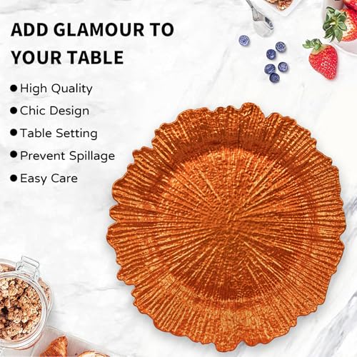 MAONAME Orange Charger Plates Set of 12, Reef Plate Chargers for Dinner Plate, Plastic Decorative Plates for Table Setting, Thanksgiving, Christmas - Image 4