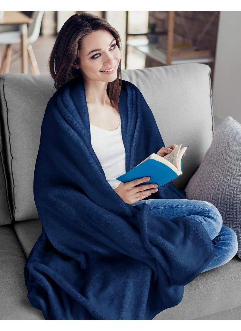 Utopia Bedding Utopia Bedding Fleece Blanket Throw XL Size Navy 300GSM Luxury Blanket for Couch Sofa Bed Anti-Static Fuzzy Soft Blanket Microfiber (70x50 Inches)  - Image 4