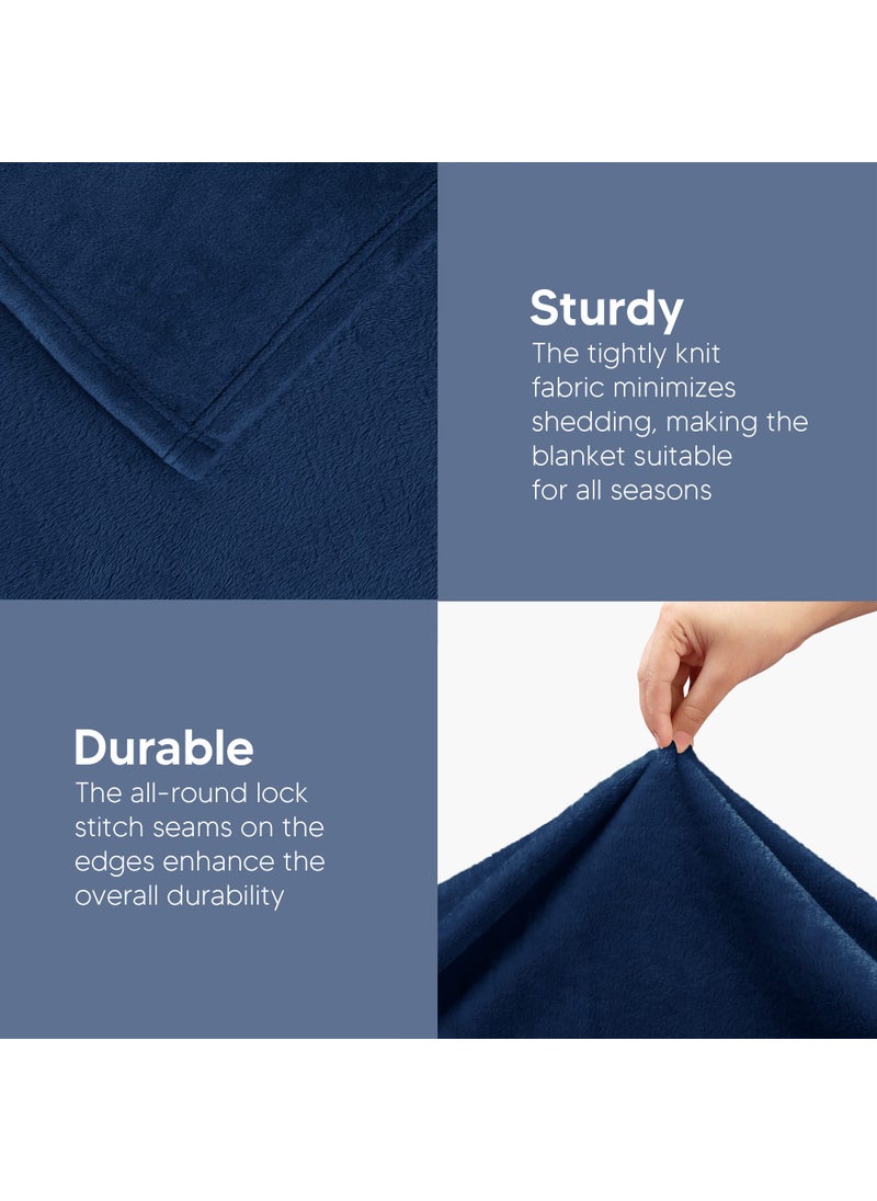 Utopia Bedding Utopia Bedding Fleece Blanket Throw XL Size Navy 300GSM Luxury Blanket for Couch Sofa Bed Anti-Static Fuzzy Soft Blanket Microfiber (70x50 Inches)  - Image 5