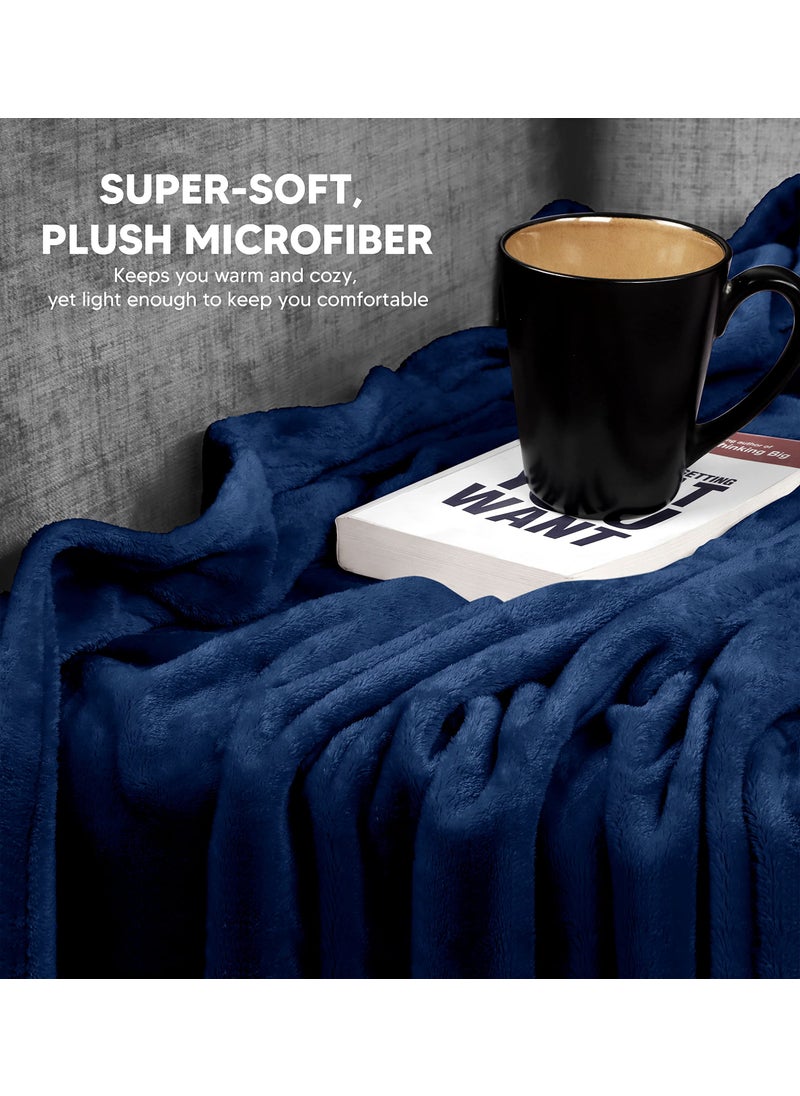 Utopia Bedding Utopia Bedding Fleece Blanket Throw XL Size Navy 300GSM Luxury Blanket for Couch Sofa Bed Anti-Static Fuzzy Soft Blanket Microfiber (70x50 Inches)  - Image 3