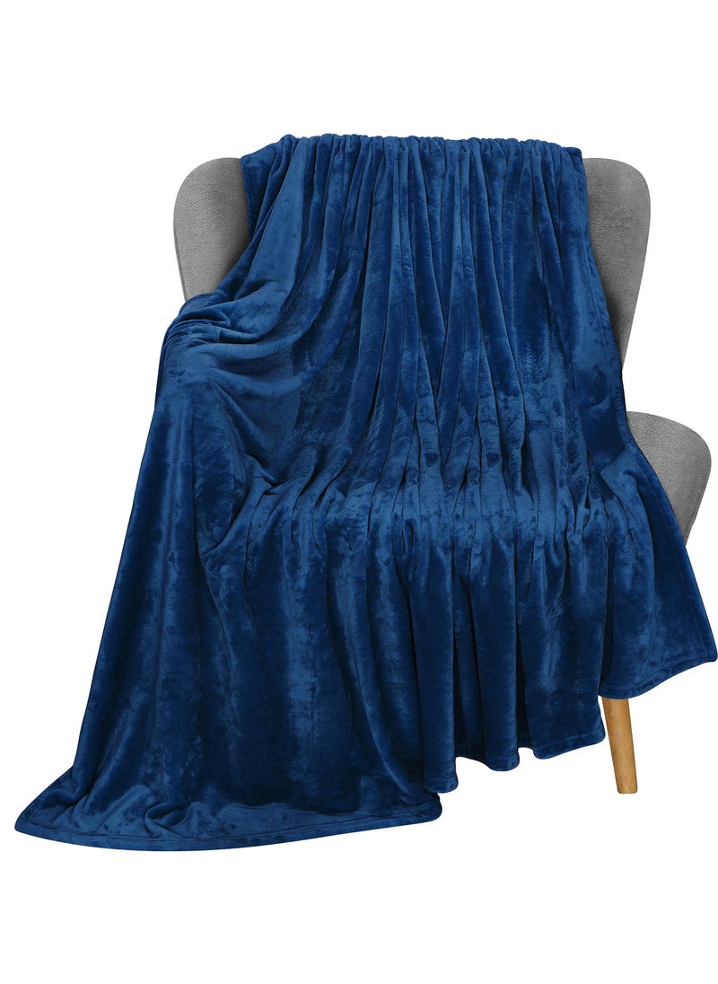 Utopia Bedding Utopia Bedding Fleece Blanket Throw XL Size Navy 300GSM Luxury Blanket for Couch Sofa Bed Anti-Static Fuzzy Soft Blanket Microfiber (70x50 Inches)  - Image 1
