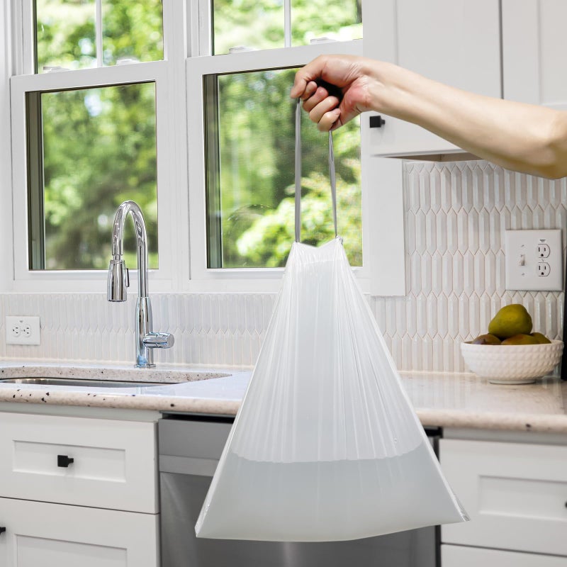 Inwaysin 4 Gallon Trash-Bags Small-Bathroom Garbage-Bag Drawstring - Strong Kitchen White 200 Count Plastic Unscented For Can Car Disposable Recycling Office Size Waste Basket Inwaysin - Image 4