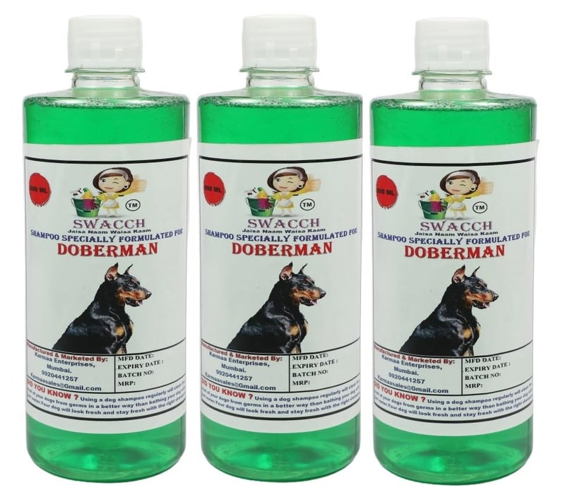 swacch Doberman Dog Shampoo + Dumbbell Toy I Durable Rubber Dog Toy for Chewing I Playing,Teeth Cleaning & Training Toy I Combo Pack I 500ml Pack of 3 Neem Alovera - Image 2