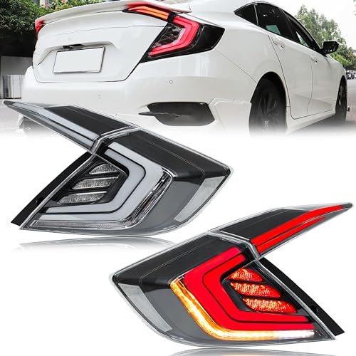inginuity time LED Tail Lights For Honda Civic 10Th Gen Sedan 20162021 DRL Start Up Animation Rear Lamp Flashing Brake Assembly Not Fit For Hatchback Flashing Brake
