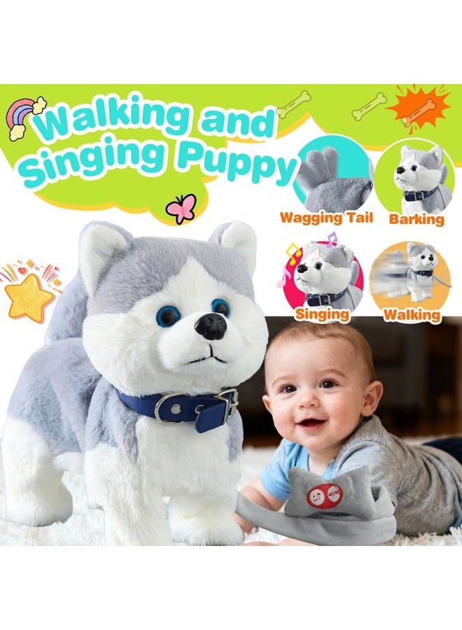 HCdoujoy Husky Walking Barking Toy, Musical Singing Dancing Puppy, Volume Control Interactive, Wagging Tail Shaking Head, Robot Dog Plush Stuffed Animal for Kid - Image 2