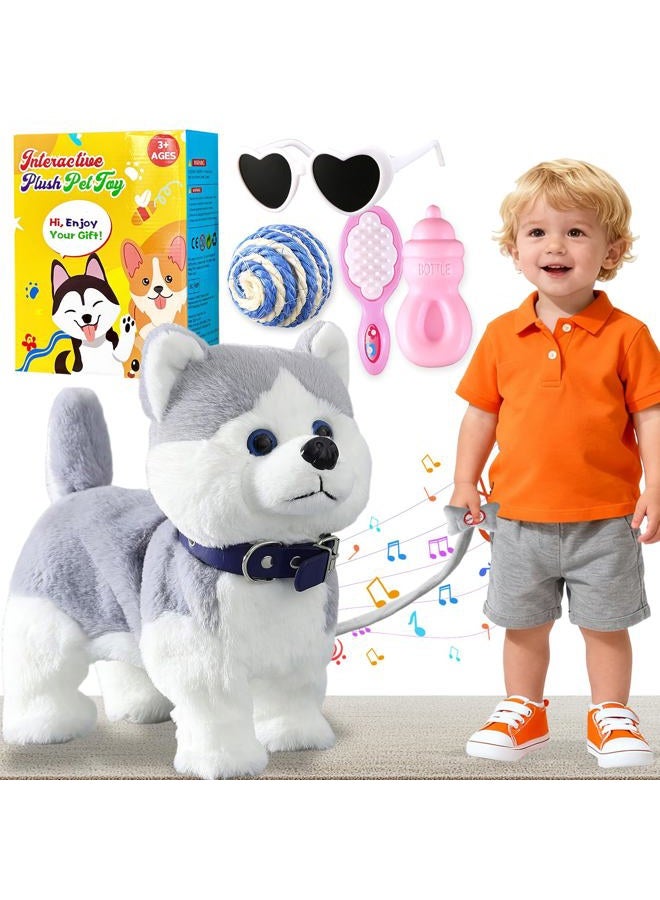 HCdoujoy Husky Walking Barking Toy, Musical Singing Dancing Puppy, Volume Control Interactive, Wagging Tail Shaking Head, Robot Dog Plush Stuffed Animal for Kid - Image 1