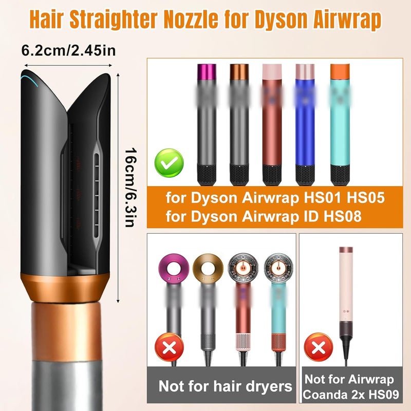 Chuancheng Curling Iron Straightener Nozzle for Dy-son Airwrap HS01 HS05 HS08, Straightening Nozzle Straightens and Combs Hair with Airflow Only (Gold) - Image 2