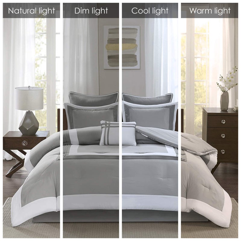 Comfort Spaces Malcom Cozy Comforter Set - Modern Trendy Design, All Season Down Alternative Bedding, Matching Shams, Hotel Deluxe Gray, Queen - Image 2