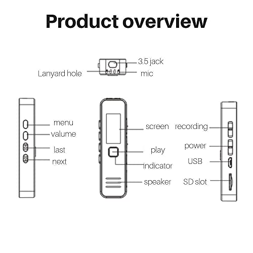 Technoview Digital Voice Recorder Audio Mini Dictaphone + MP3 Player USB Flash Drive TF Card (SD Card not Included) (L.C.D Display) - Image 3