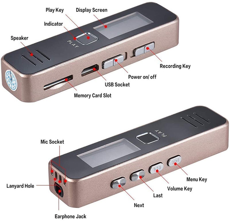Technoview Digital Voice Recorder Audio Mini Dictaphone + MP3 Player USB Flash Drive TF Card (SD Card not Included) (L.C.D Display) - Image 4