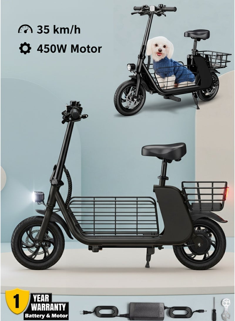 Wind Horse C2 Cargo Electric Scooter 450W Motor, 35KM/H Speed, 36V 8Ah Battery, 25–30KM Range, Aluminum Alloy Frame, Dual Disk Brakes, Large Front and Rear Storage Baskets, 12-Inch Tires – Ideal for Delivery, Commuting and Urban Rides - Image 1