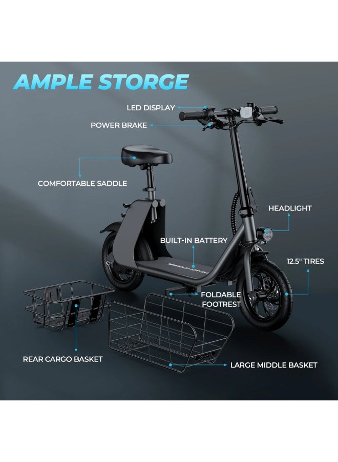 Wind Horse C2 Cargo Electric Scooter 450W Motor, 35KM/H Speed, 36V 8Ah Battery, 25–30KM Range, Aluminum Alloy Frame, Dual Disk Brakes, Large Front and Rear Storage Baskets, 12-Inch Tires – Ideal for Delivery, Commuting and Urban Rides - Image 2
