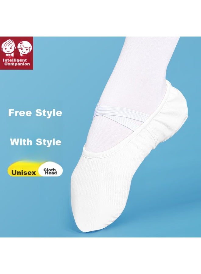 Zhiyouban Children's White Dance Shoes, Soft-soled Girls' Practice Shoes, Boys' Chinese Dance Shoes, Slip-on Ballet Flats