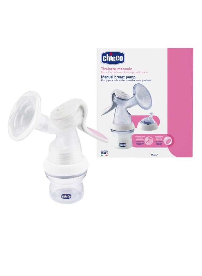 Chicco Natural Feeling Manual Breast Pump for Breastfeeding Mothers| With 2 Phase Technology| Comes with Teat & Storage Cap| Extra Soft Silicone Cup| Easy Grip Handle| Diaphargm Technology| BPA Free - Image 1
