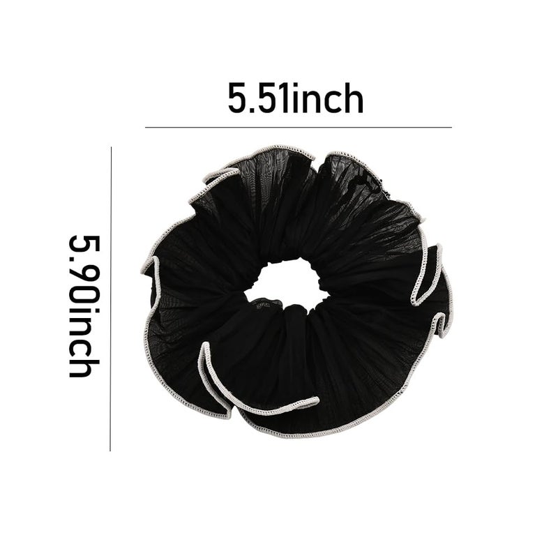 Guqqeuc 4 PCS Large Hair Scrunchies Stain Hair Ties Elastic Jumbo Puffy Hair Scrunchy Hair Ponytail Holders for Women Girls Chiffon Hair Bobbles for Thick Long Hair Accessories for Teen Girls - Image 2