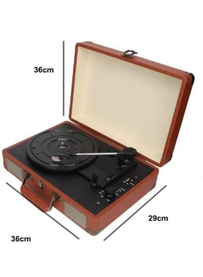 Coffee Vinyl Record Player Built In Bluetooth Receiver Usb Flash Drive 2 Stereo Speakers 3-Speed 5 Dimensions Portable Retro Record Player Suitable For Entertainment And Home Decoration - Image 2
