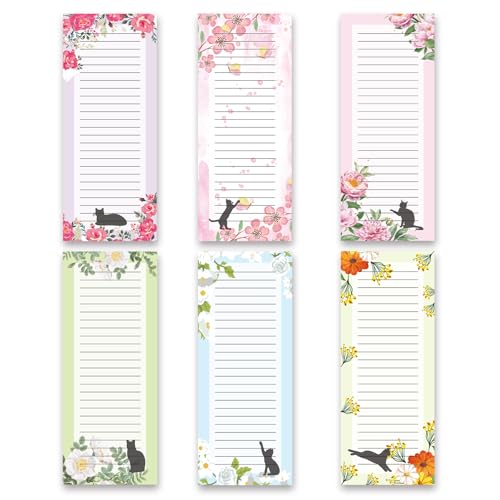 Eunoir Magnetic Notepads for Refrigerator 6 Pack – Funny Cat Magnetic Note Pad with Full Magnet Back, Magnetic Grocery List Pad for Fridge, Shopping & To-Do Lists, 50 Sheets Each for Kitchen Home Organization - Image 1