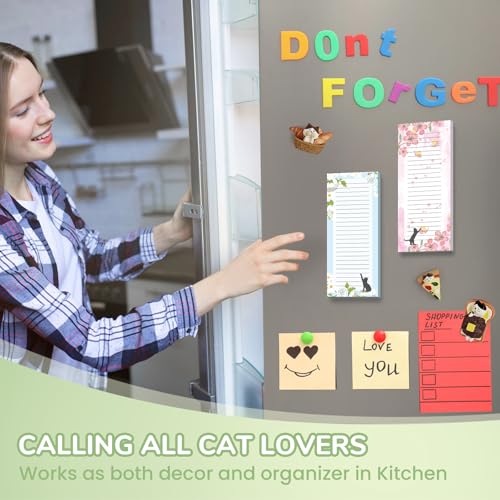 Eunoir Magnetic Notepads for Refrigerator 6 Pack – Funny Cat Magnetic Note Pad with Full Magnet Back, Magnetic Grocery List Pad for Fridge, Shopping & To-Do Lists, 50 Sheets Each for Kitchen Home Organization - Image 5
