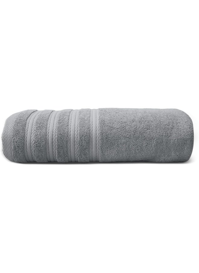 Hotel Linen Klub Hotel Linen Klub Bath Towel - 100% Cotton 600 GSM Terry, Super Soft Quick Dry Highly Absorbent Dobby Border Ring Spun, Size: 70 x 140cm, Silver  - Image 1