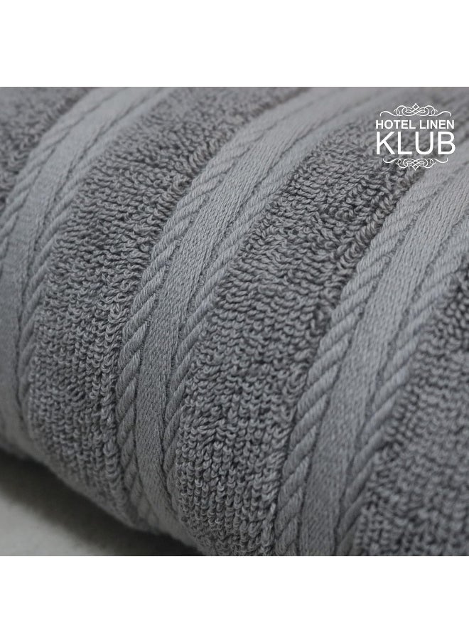 Hotel Linen Klub Hotel Linen Klub Bath Towel - 100% Cotton 600 GSM Terry, Super Soft Quick Dry Highly Absorbent Dobby Border Ring Spun, Size: 70 x 140cm, Silver  - Image 3