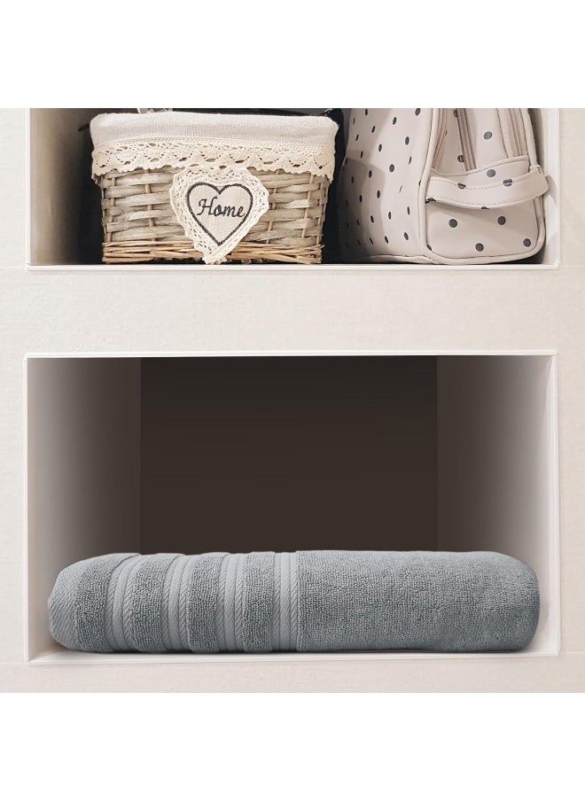 Hotel Linen Klub Hotel Linen Klub Bath Towel - 100% Cotton 600 GSM Terry, Super Soft Quick Dry Highly Absorbent Dobby Border Ring Spun, Size: 70 x 140cm, Silver  - Image 5