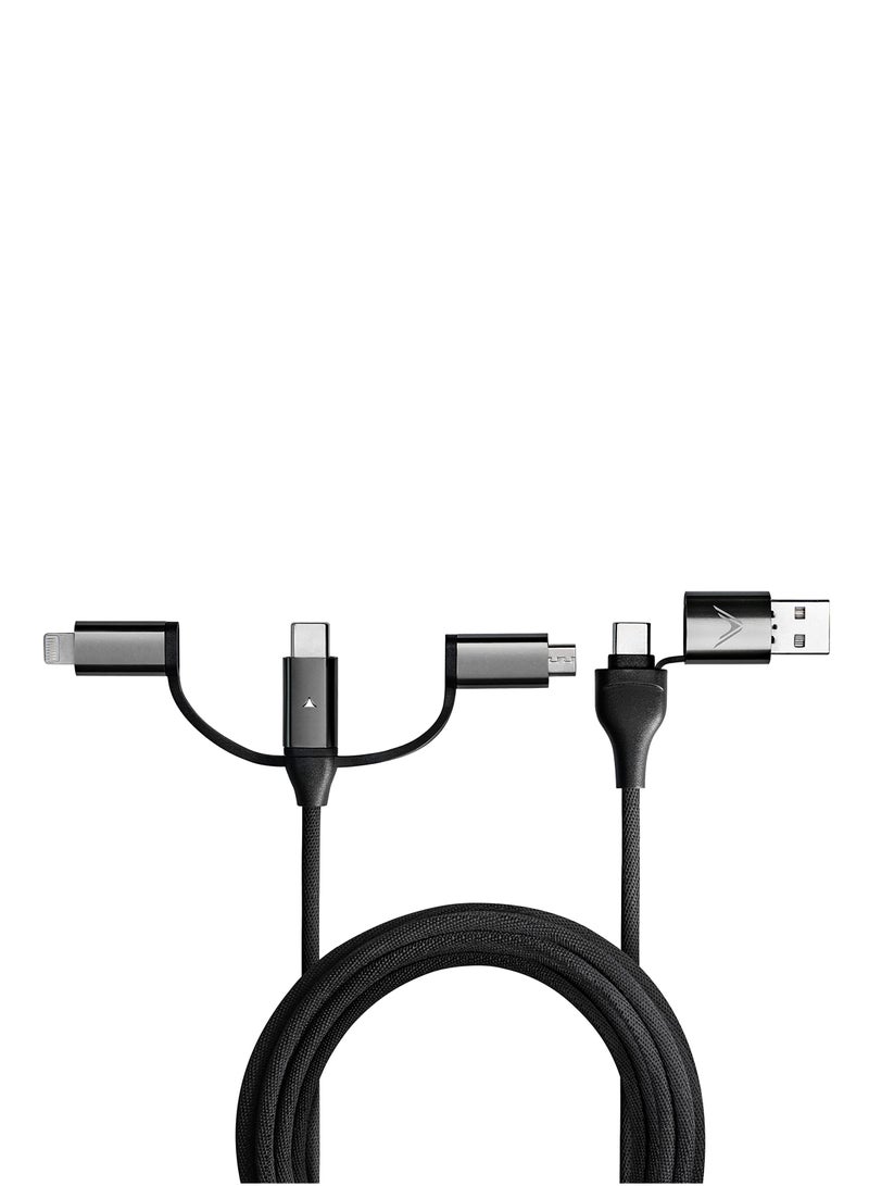 فوتوريزا تك [مطوَّر] كابل زيوس إكس متعدد الاستخدامات 6 في 1 (10 قدم/3 متر) للشحن السريع بقدرة 60W PD لأجهزة اللابتوب، وQC3.0، وشحن سريع 27W للآيفون ومزامنة البيانات، بتصميم مجدول بدرجة عسكرية مع حزام منظم للكابل - Image 1