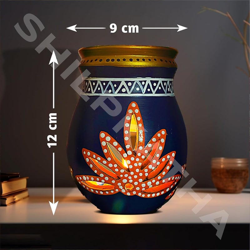 SHILP KATHA Handmade Terracotta Scented Oil Burner Aroma Diffuser and Tealight Candleholder for Home Decoration Decorative Home Accent Festival Gift for Living Area Table Decor Elegant - Image 5