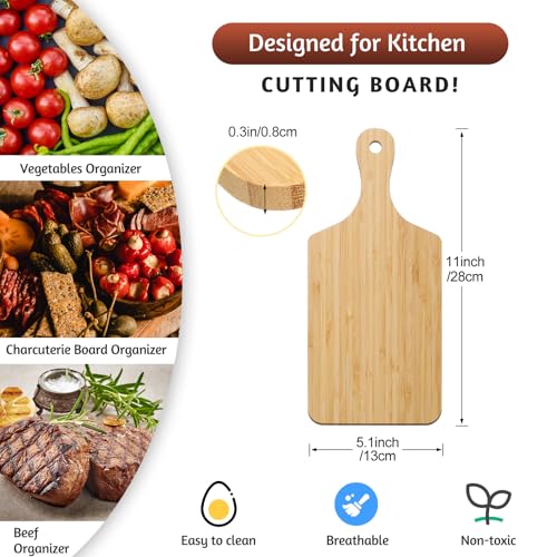 Zubebe 10 Pcs Mini Charcuterie Boards Bulk 11 x 5 Inch Wooden Cutting Board with Handle Thick 031 Blank Boards for Laser Engraving Wedding Favors Bridal Shower Party Gifts Bamboo - Image 3
