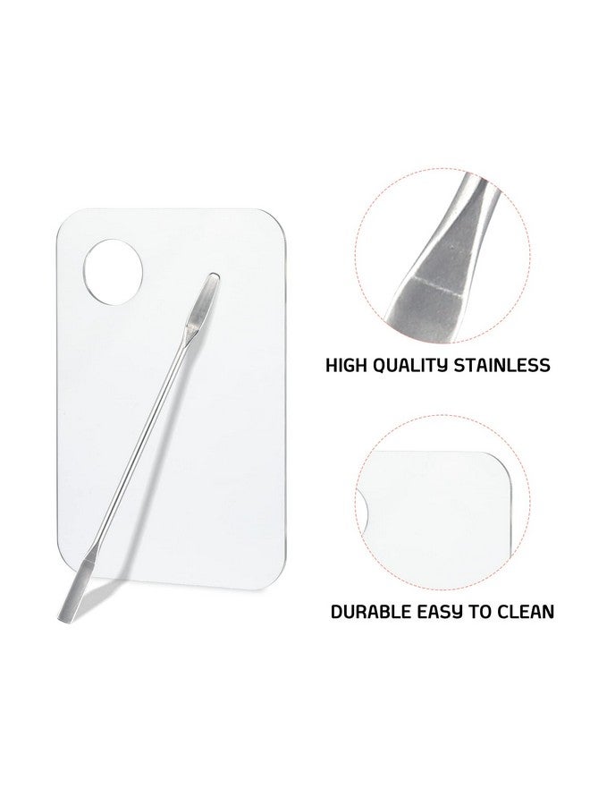 G2PLUS 2PCS Acrylic Cosmetic Palette with 2PCS Spatula,Makeup Palette Mixing Tray Apply for Eye Shadow Nail Art Pigment Blending (Rectangle) - Image 3