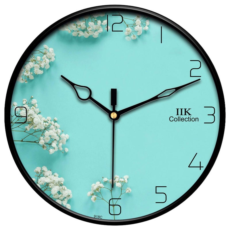 IIK COLLECTION 12-inch Designer Plastic Analogue Round WallClock for Home, Kitchen, Living Room, Bedroom, Office (30 cm x 30 cm x 6 cm) - Image 1