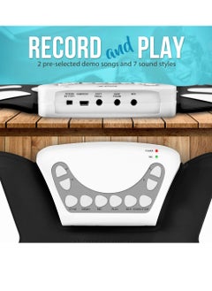 Excefore Portable 9 Pad Electronic Drum Kit with 9 Electronic Pads Foot Pedals Drumsticks Power Supply and Headphone Jack Tabletop Roll Loaded with Drum Electric Kits Songs for Adults Children Beginners  - Image 2