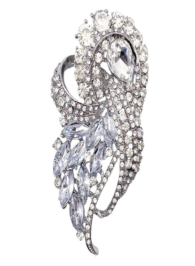 LAXPICOL Women's Vintage Blue Austrian Crystal Elegant Flower Teardrop Brooch Gold Tone (white) - Image 1