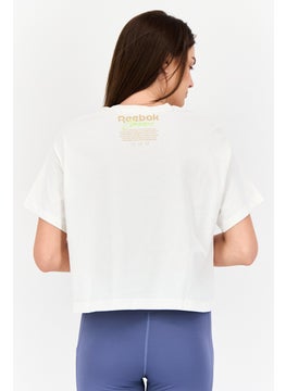 Reebok Women Sportswear Fit Graphic Print Training Top, Off White  - Image 2