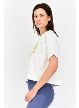 Reebok Women Sportswear Fit Graphic Print Training Top, Off White  - Image 4