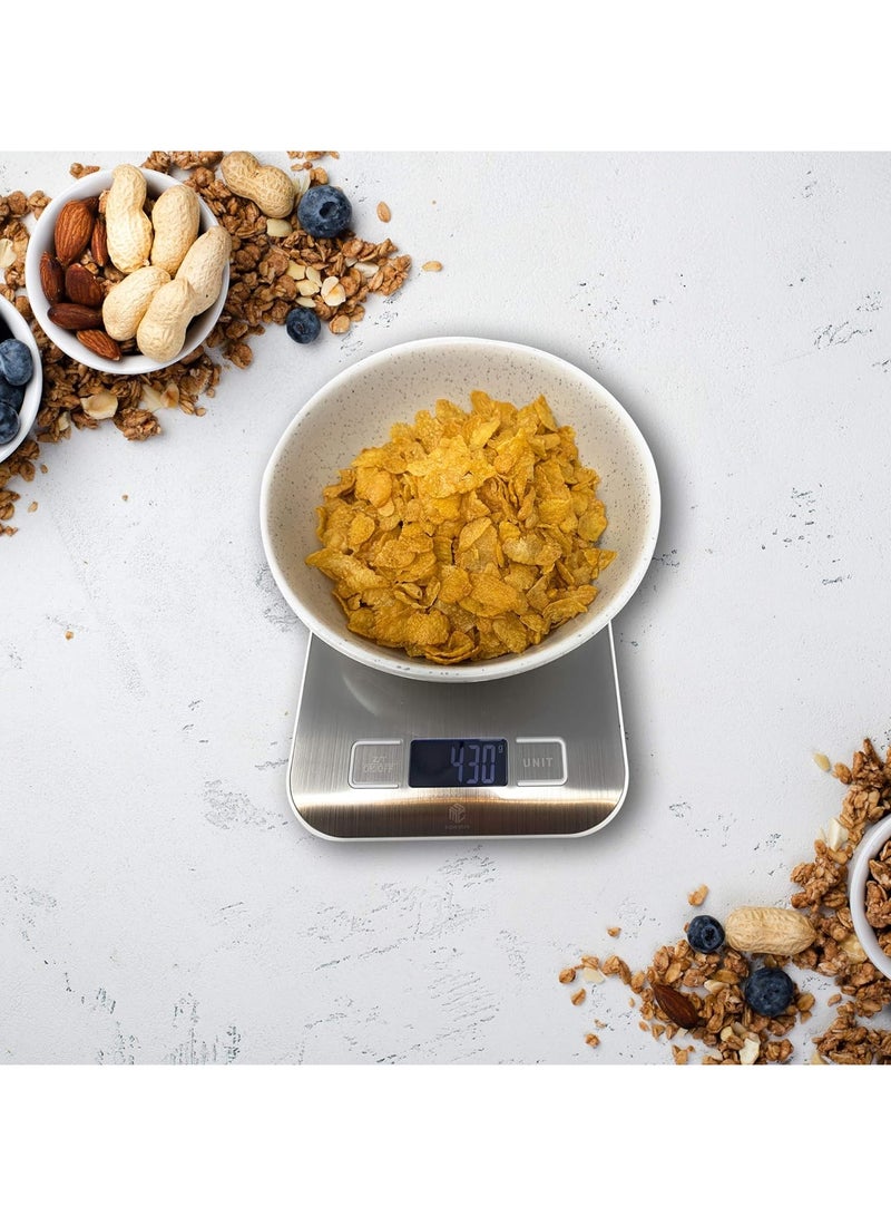 general Kitchen scale digital electronic coffee scale, used for cooking and baking high-precision food, jewelry scale, LCD display, multi-function, tare function, stainless steel 5kg-AAA - Image 4