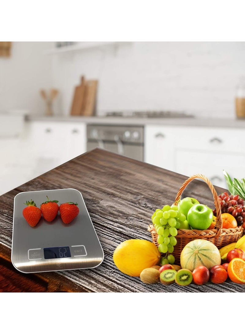 general Kitchen scale digital electronic coffee scale, used for cooking and baking high-precision food, jewelry scale, LCD display, multi-function, tare function, stainless steel 5kg-AAA - Image 3