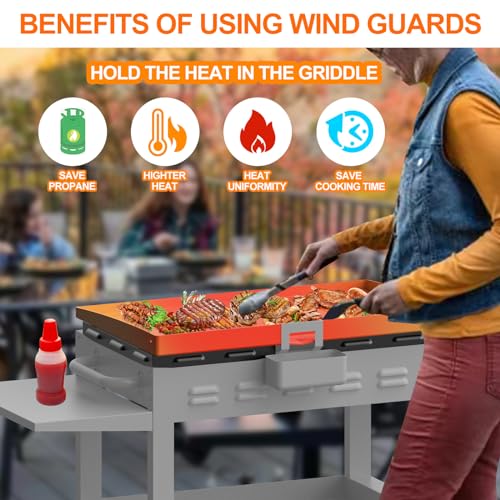 PANXUAN Upgraded Magnetic Wind Guards for 36” Blackstone Griddle, Grill Accessories for Griddle Grill and Camping, 5015 Stainless Steel Wind Screens Protect Flame Hold Heat Save Gas Compatible with Hood - Image 2