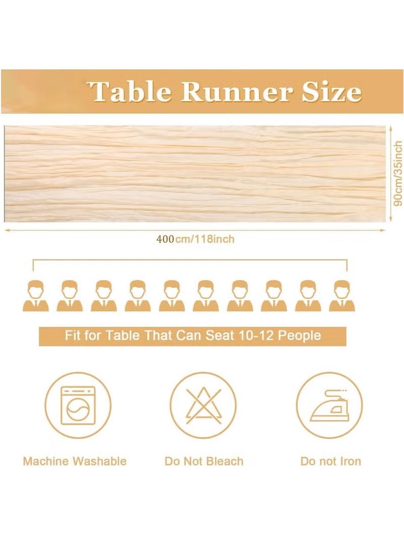 ZAYVA Cheesecloth Table Runner, 90 x 400 cm Boho Gauze Table Decor, Translucent Tablecloth for Wedding Reception Bridal Shower Party Decoration Table Centerpiece - Image 3