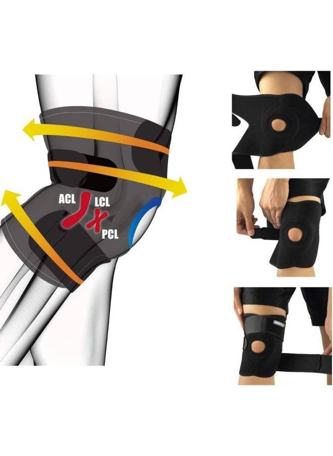 Elastic Knee Support Brace Kneepad Adjustable Patella Knee Pads Safety Guard Strap  Material: Made from high-quality, breathable, and durable elastic fabric for long-lasting comfort and support. Adjustable Design: Features adjustable straps for a secure and customized fit, ensuring maximum stability and comfort. Patella Support: Provides targeted support to the patella (kneecap) to reduce pain and prevent injuries during physical activities. Multi-Purpose Use: Ideal for sports, gym workouts, running, hiking, cycling, and post-injury recovery. Safety Guard: Reinforced stitching and padded design offer extra protection and prevent slippage during movement. Breathable & Lightweight: Ensures proper airflow to keep your knees cool and comfortable during extended use. Universal Fit: Suitable for men and women, available in various sizes to accommodate different body types. - pzsku/ZD1B410A87011B0D222CAZ/45/_/1668426597/8b85da1a-abc5-4e32-912d-ba82a4df3761