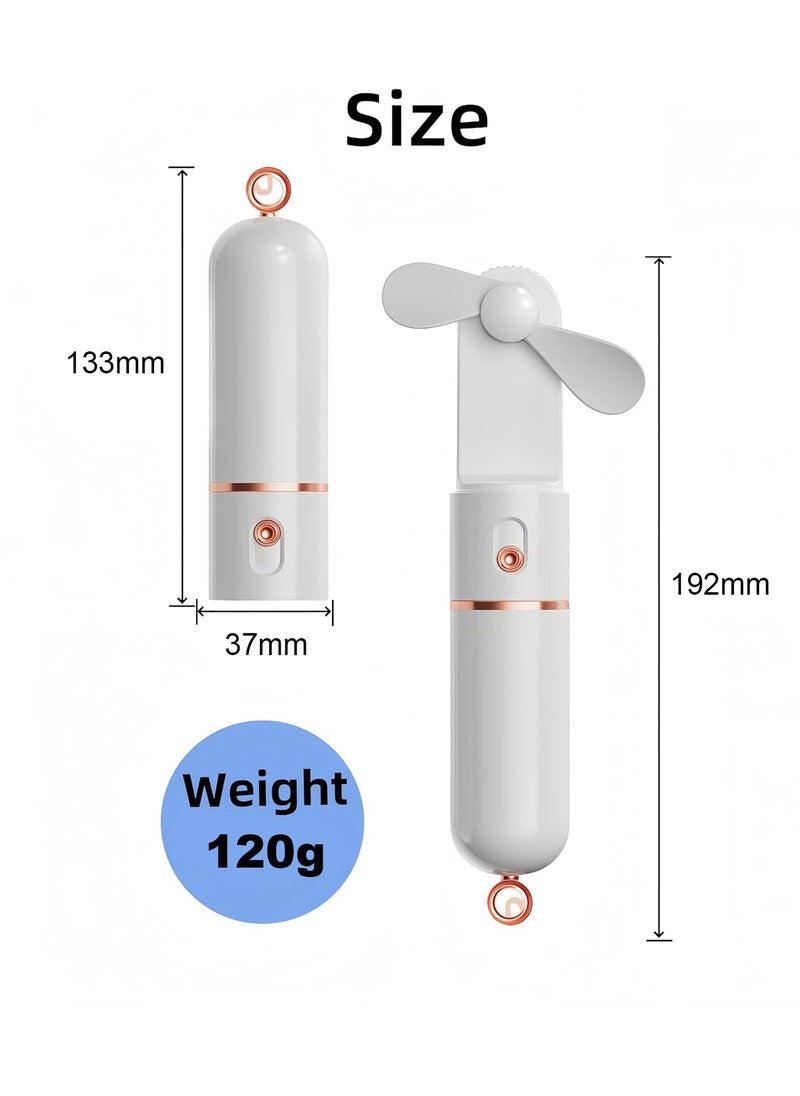 Excefore - Portable Handheld Fan, Mini Fan USB Rechargeable, 3 Speed Personal Small Pocket Fan, Battery Operated Fan with Power Bank, Travel Hand Fan for Girl Women Outdoor (White) - Image 1