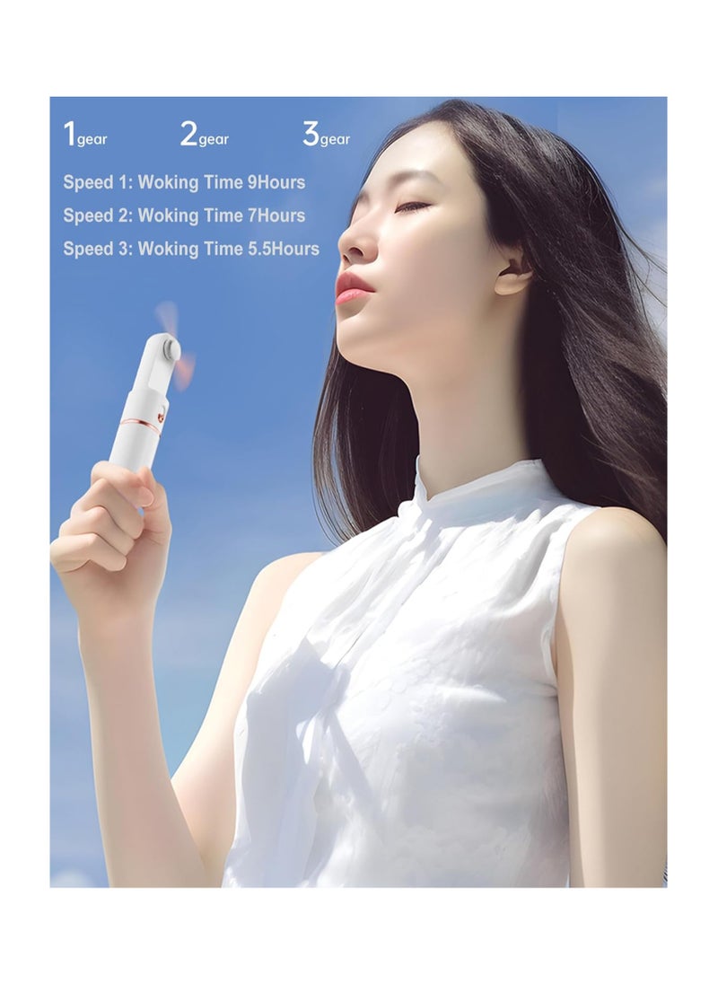 Excefore - Portable Handheld Fan, Mini Fan USB Rechargeable, 3 Speed Personal Small Pocket Fan, Battery Operated Fan with Power Bank, Travel Hand Fan for Girl Women Outdoor (White) - Image 1